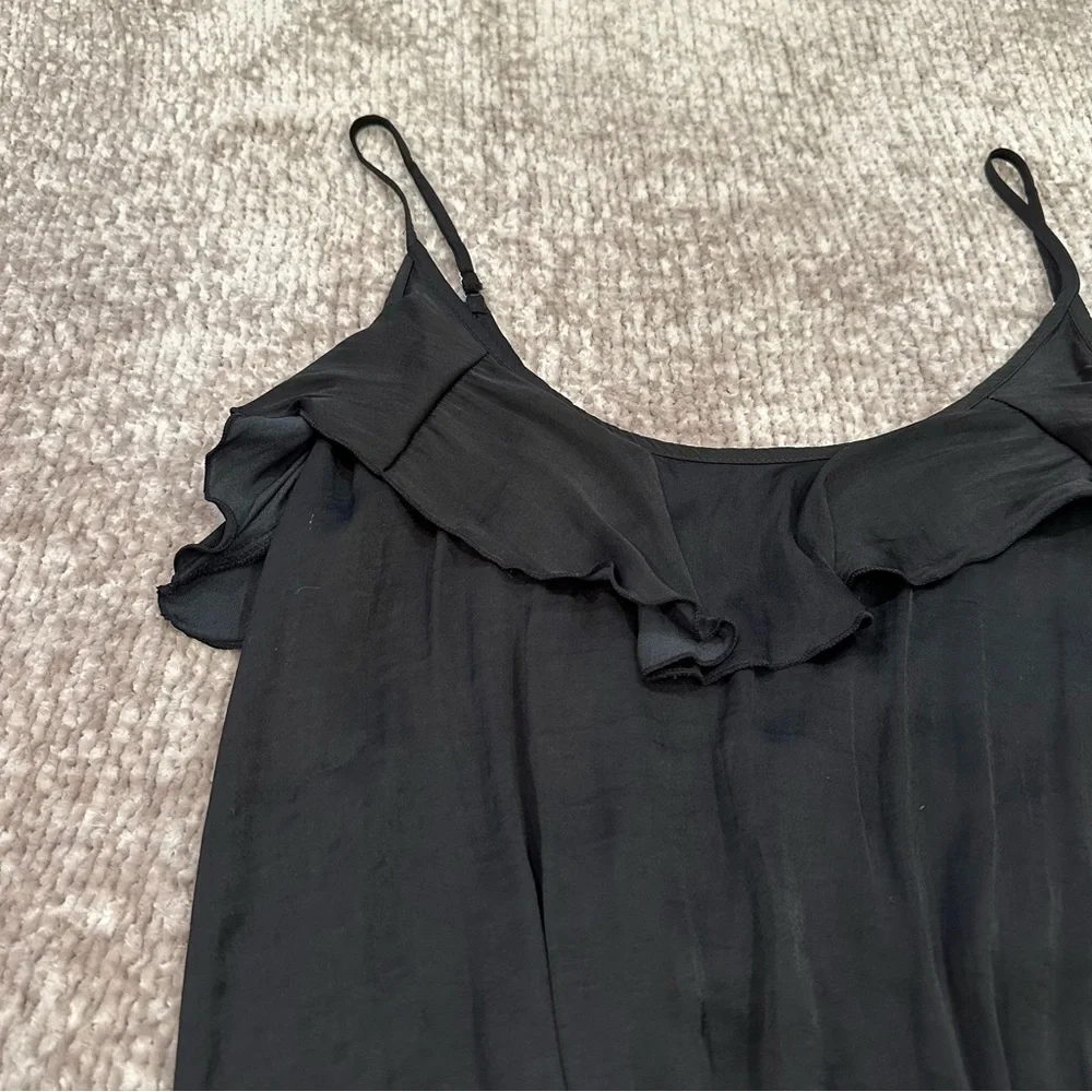 Free People Not Tired Black Satin Bodysuit